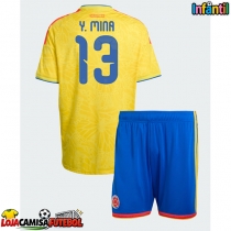 Camisa de Futebol Colômbia Yerry Mina #13 Equipamento Principal Infantil Mundo 2026 Manga Curta (+ Calças curtas)